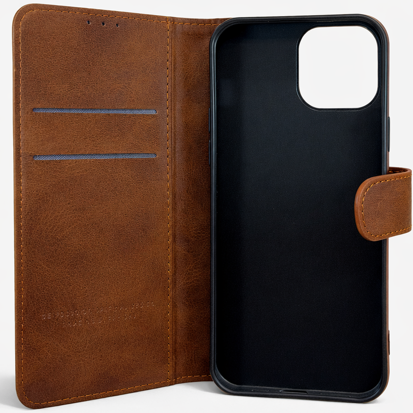 RichBoss Leather Folio Case for iPhone 13/14 - Brown
