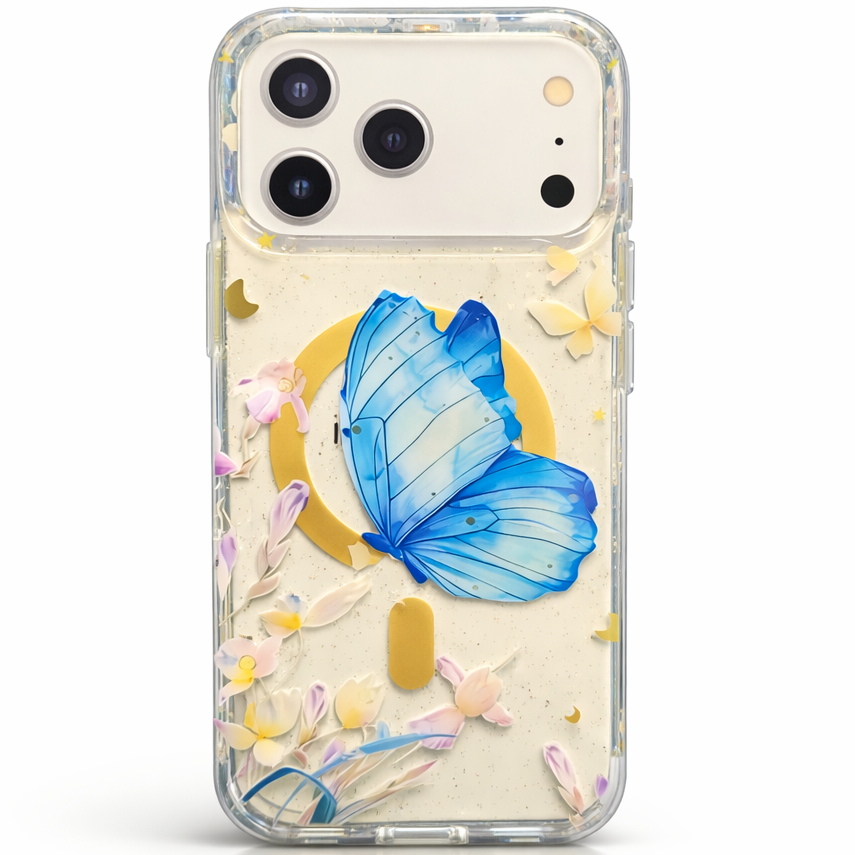 Gardenia Mag iPhone 17 Pro Max Case Blue Butterfly