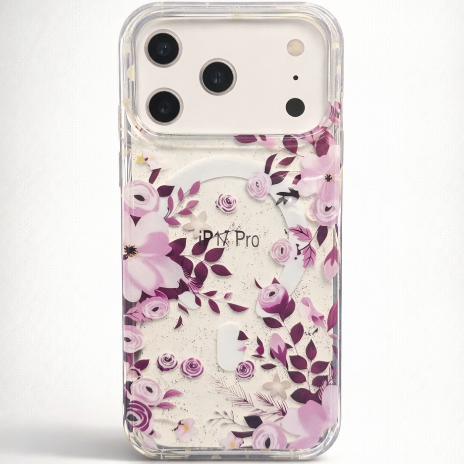 Gardenia Mag iPhone 17 Pro Case Purple Petals