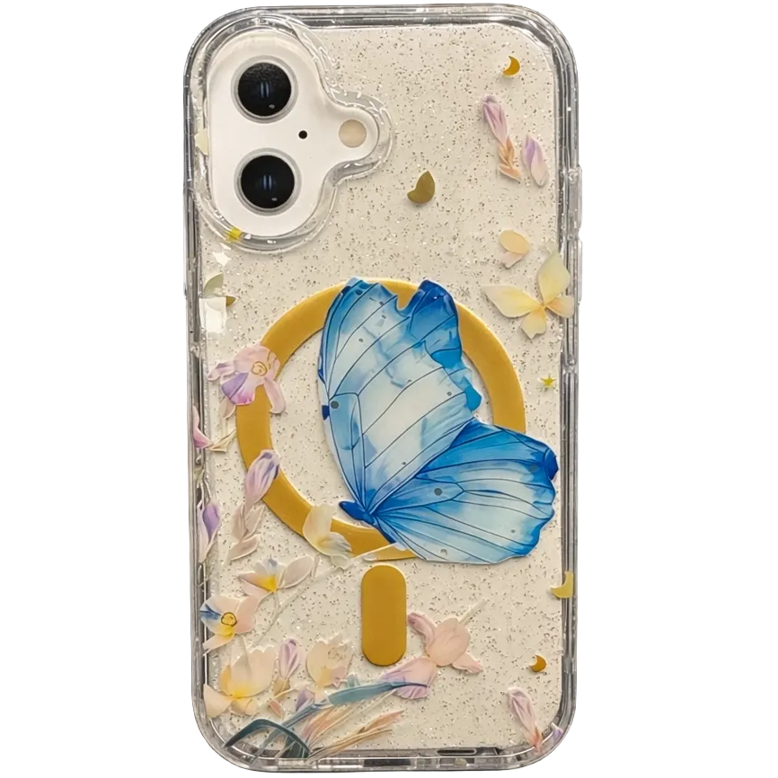 Gardenia Mag iPhone 17 Case Blue Butterfly