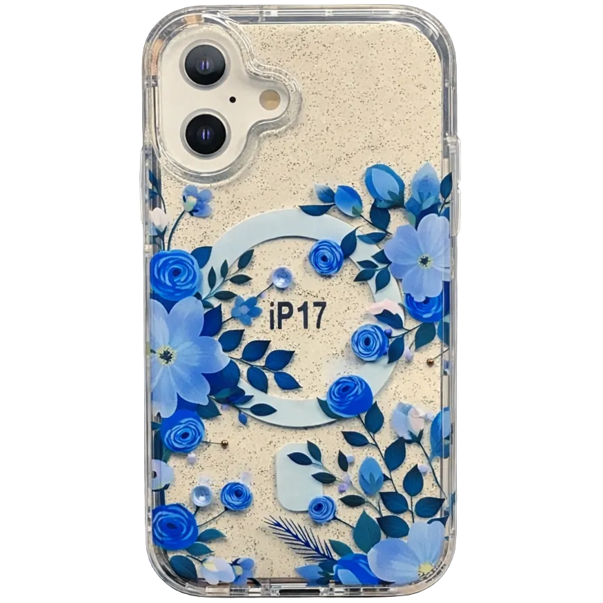 Gardenia Mag iPhone 17 Case Blue Floral