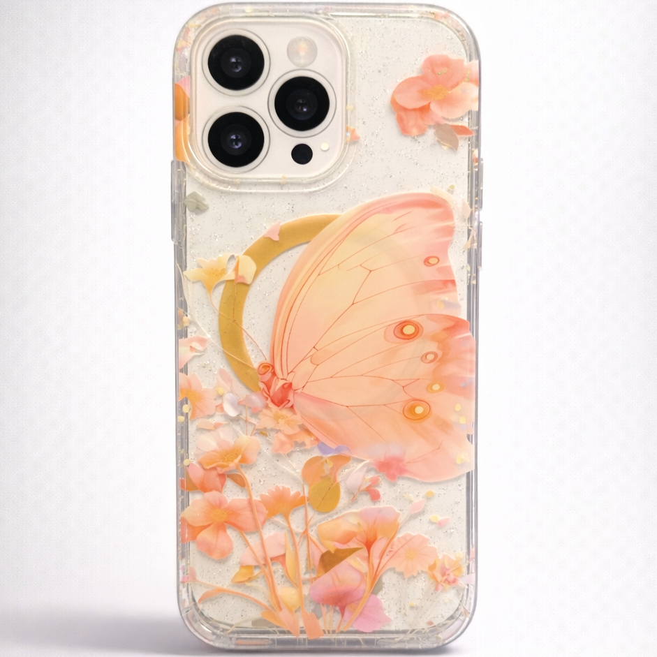 Gardenia Mag iPhone 16 Pro Max Case Peach Butterfly