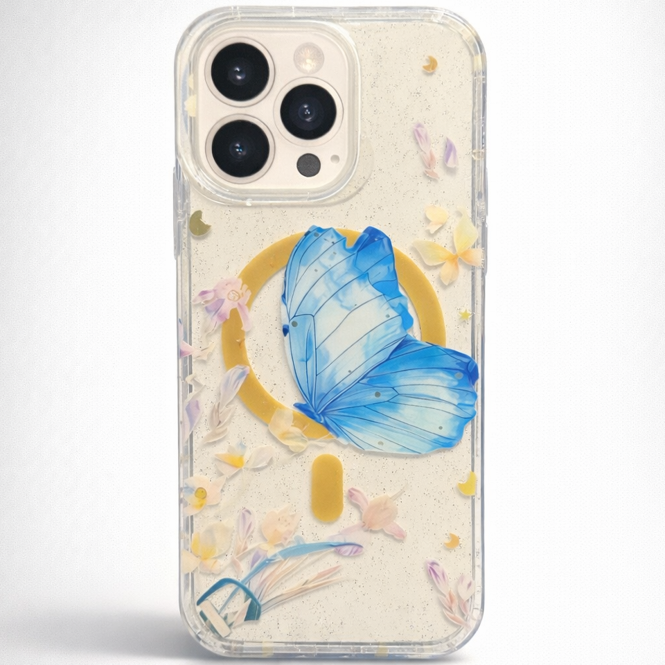 Gardenia Mag iPhone 16 Pro Case Blue Butterfly