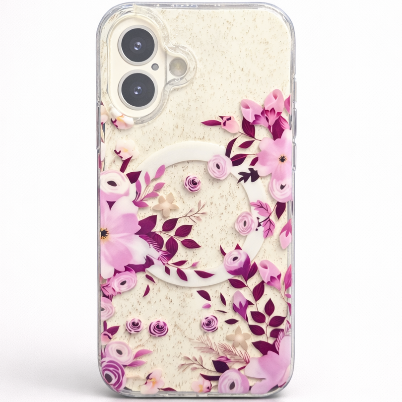 Gardenia Mag iPhone 16 Case Purple Petals