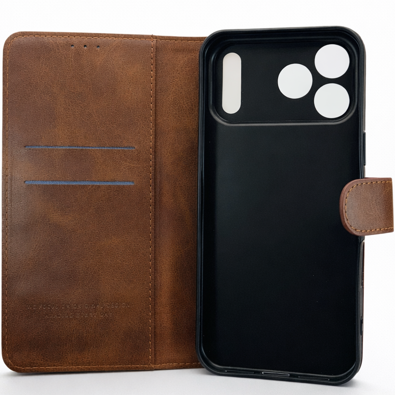 RichBoss Leather Folio Case for iPhone 17 Pro - Brown