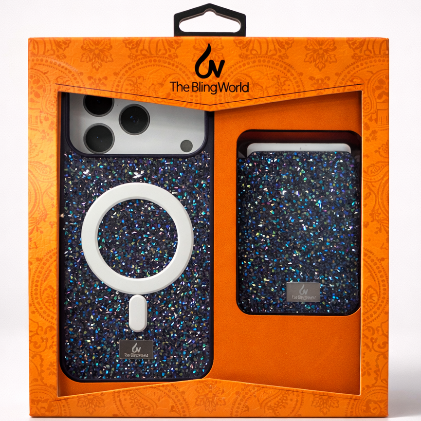 The Bling World iPhone 17 Pro Max Case with Card Holder Purple