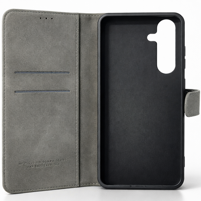 RichBoss Leather Folio Case for Samsung Galaxy S25 FE - Grey