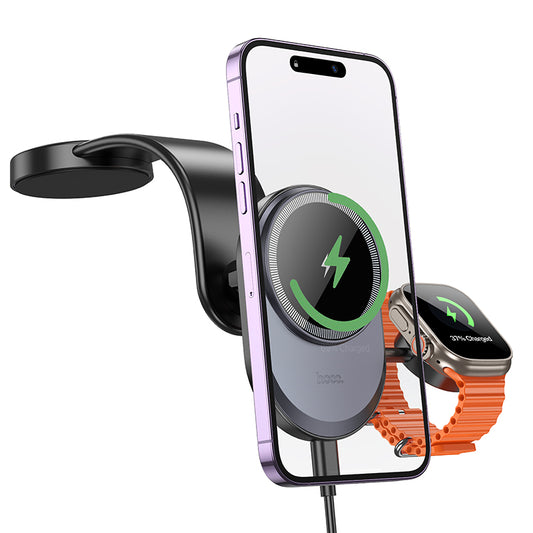 HOCO HW28 Excelso 2-in-1 wireless fast charging car holder(center console)