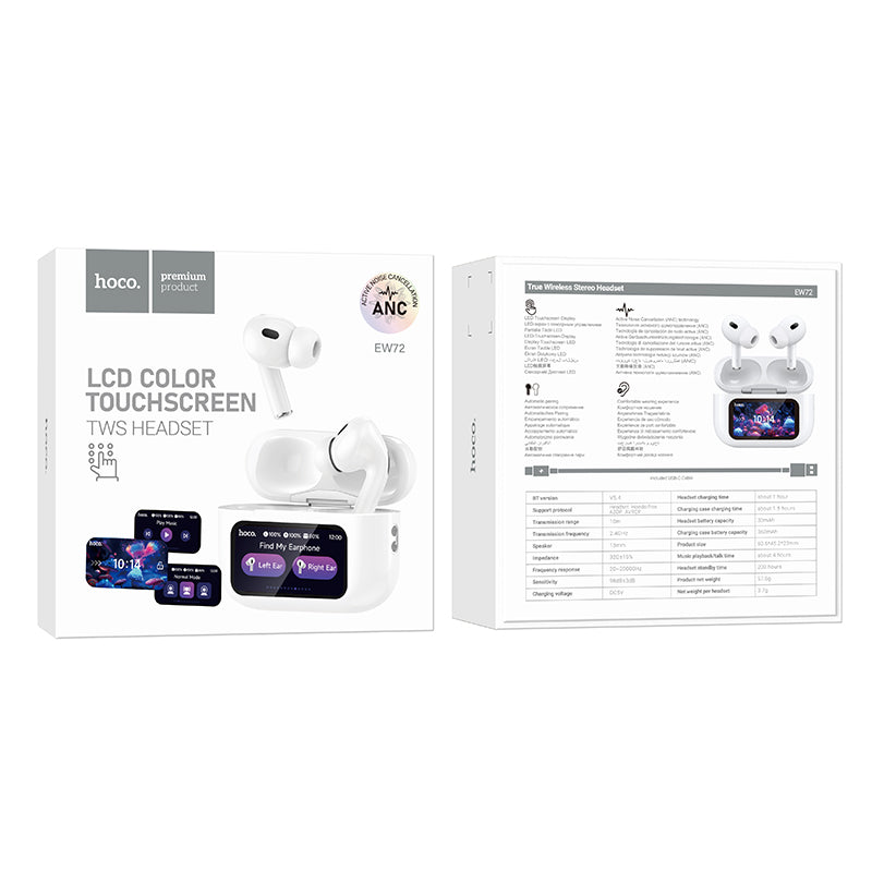 HOCO EW72 Soar true wireless ANC Noise Reduction touch screen BT headset white