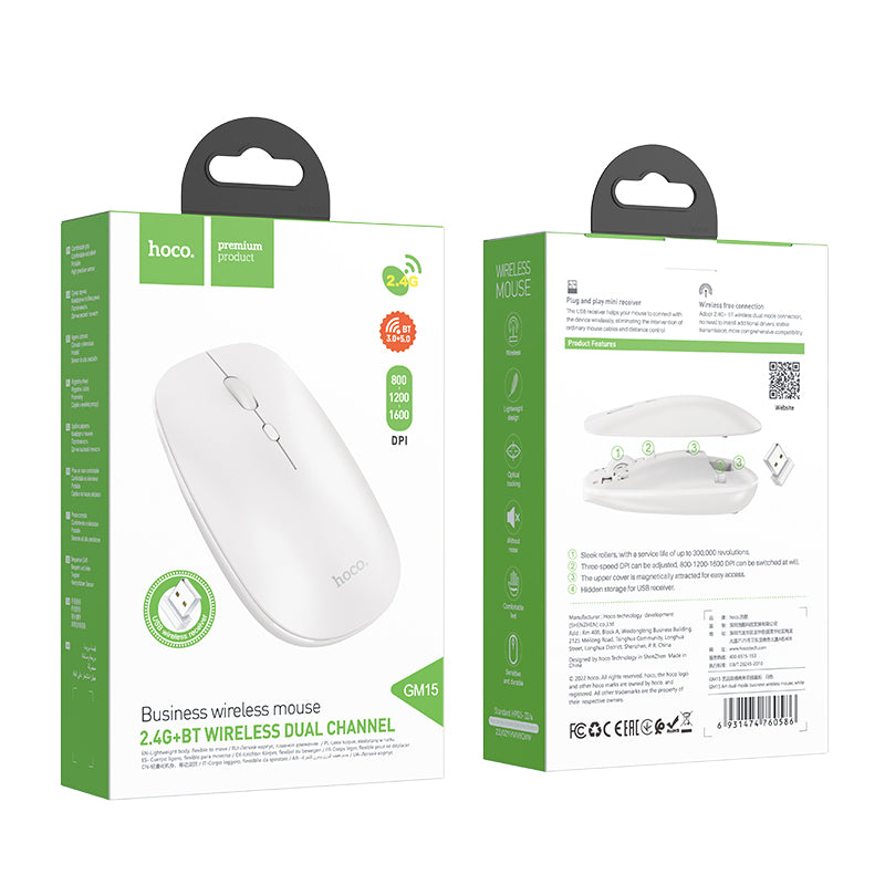 HOCO GM15 Art dual-mode business wireless mouse white