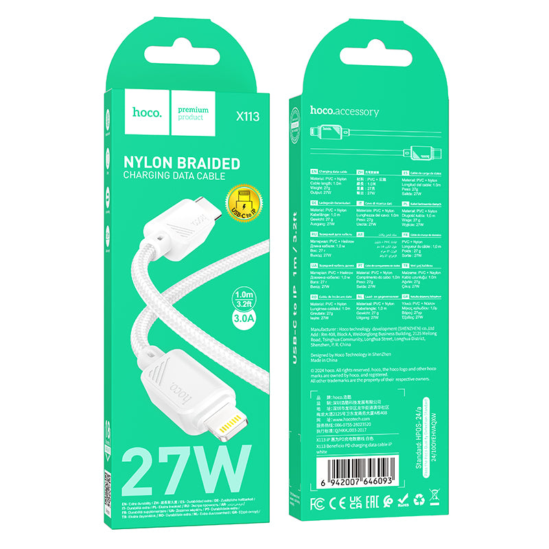 HOCO X113 Beneficio PD charging data cable iP white