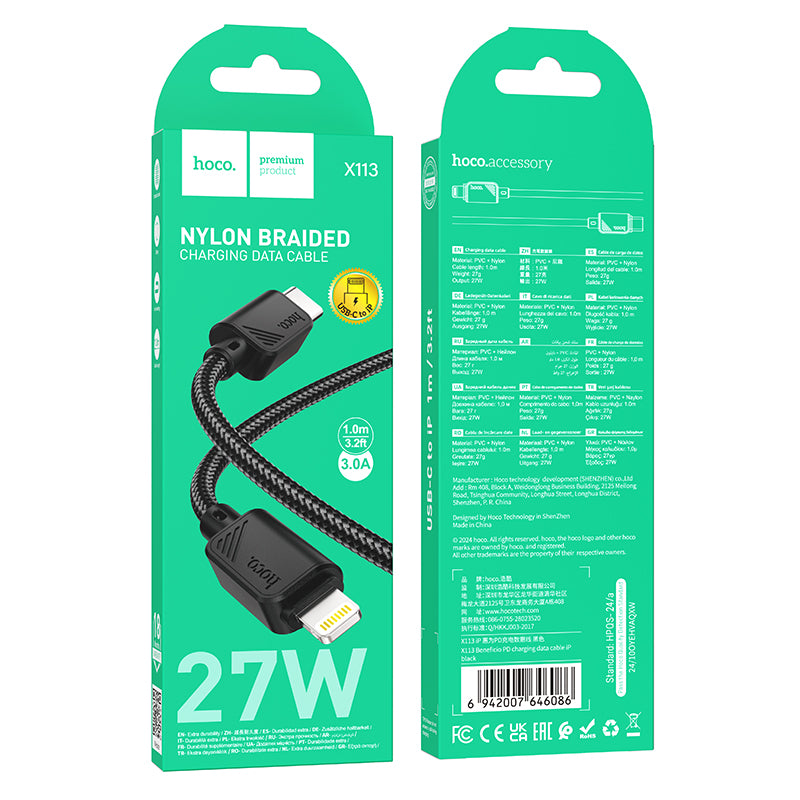 HOCO X113 Beneficio PD charging data cable iP black