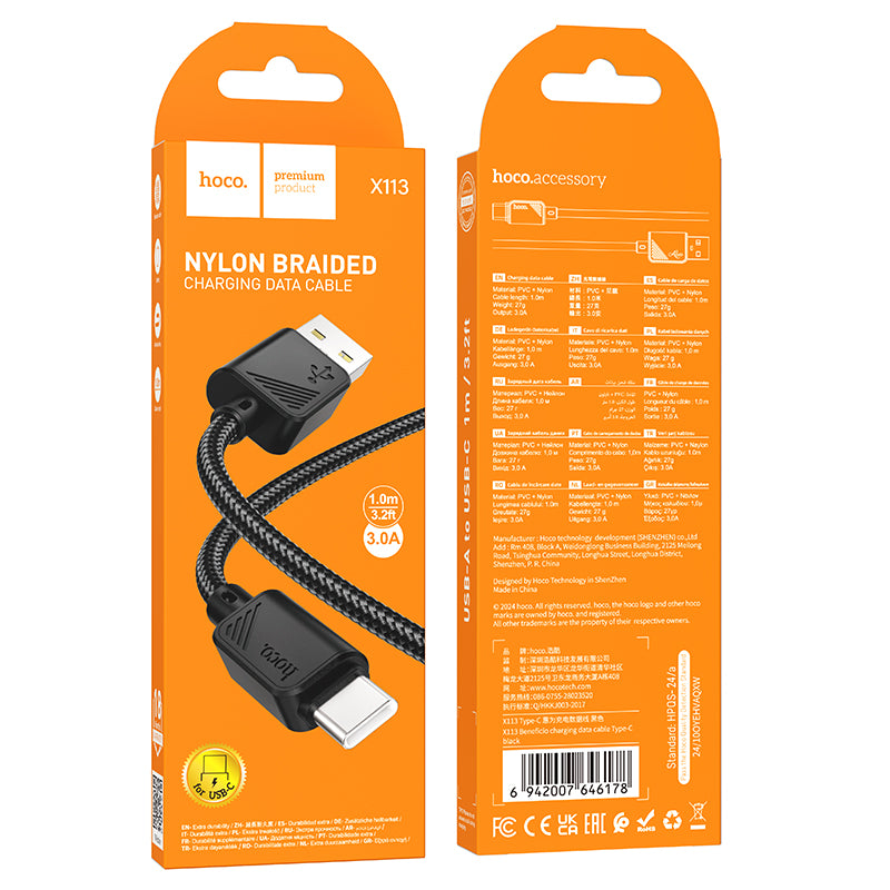 HOCO X113 Beneficio charging data cable Type-C black