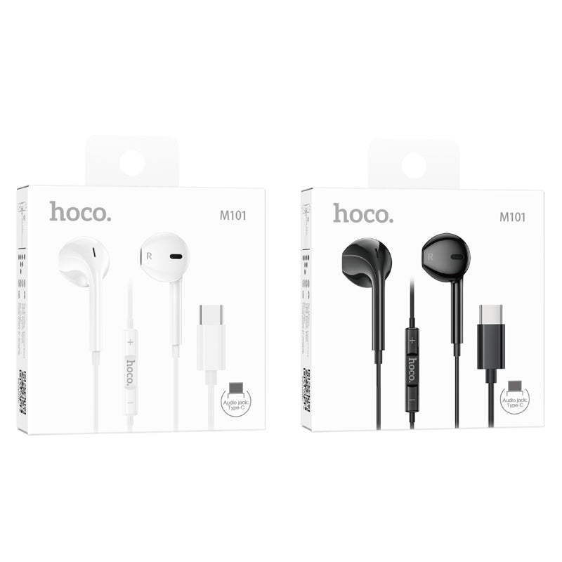 HOCO M101 Crystal joy Type-C wire-controlled digital earphones with microphone Black