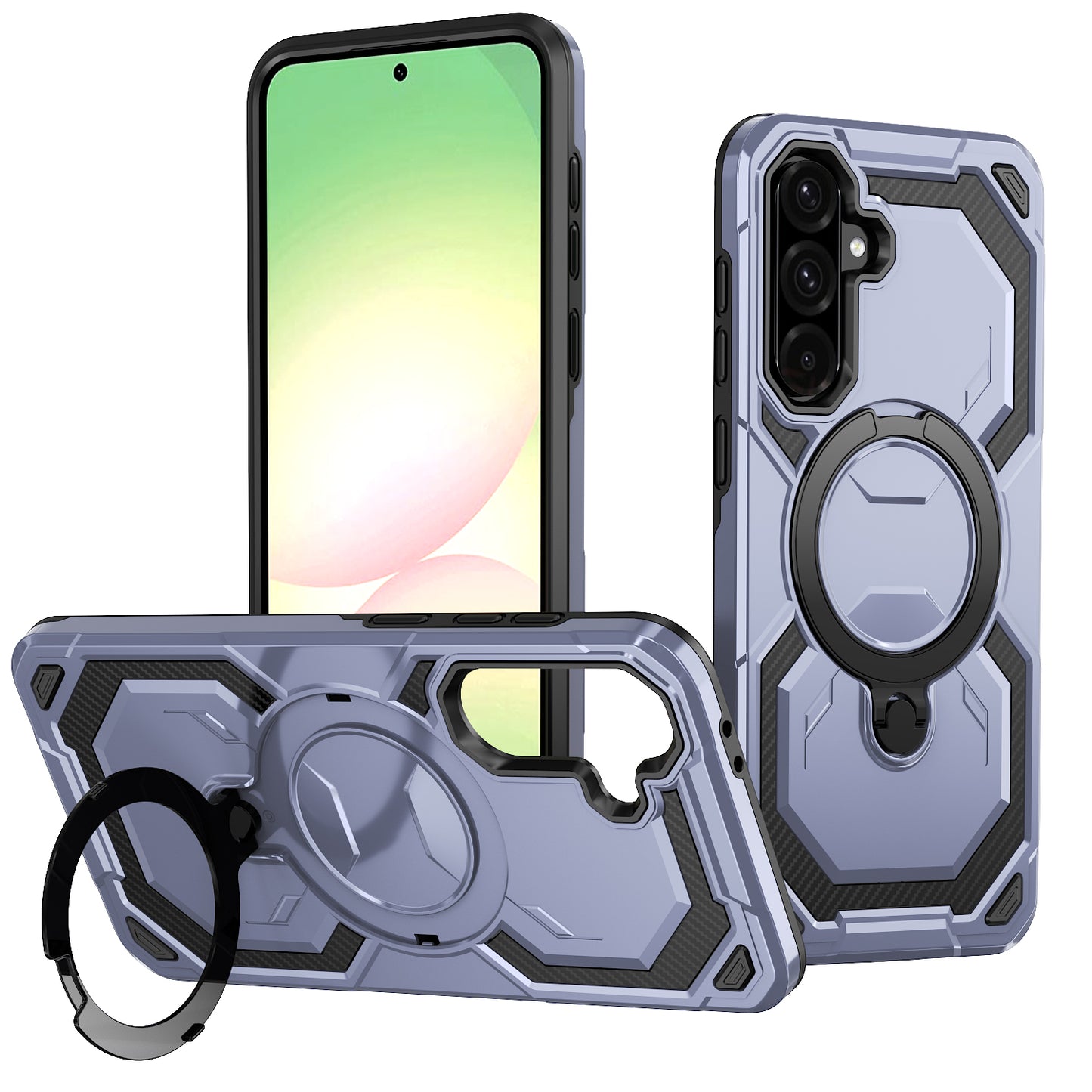 Double Layer Ring With Carbon Fiber case L04 Samsung A16/A17