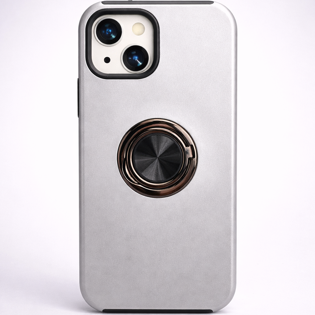 Strong Magnetic Ring Iphone 15 Silver Case