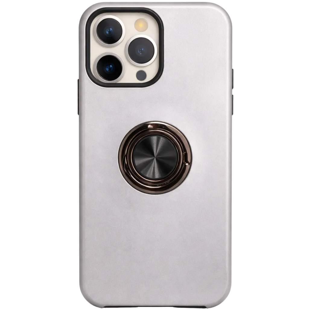 Strong Magnetic Ring Iphone 15 pro Silver Case