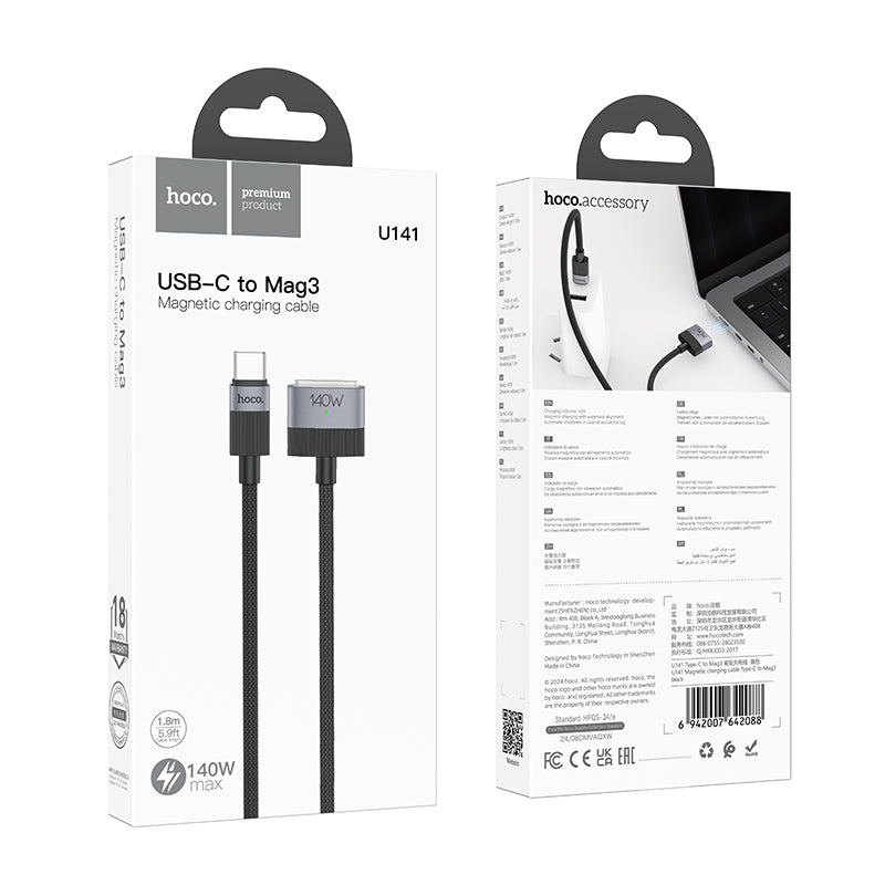 HOCO U141 Magnetic charging cable Type-C to Mag3 black