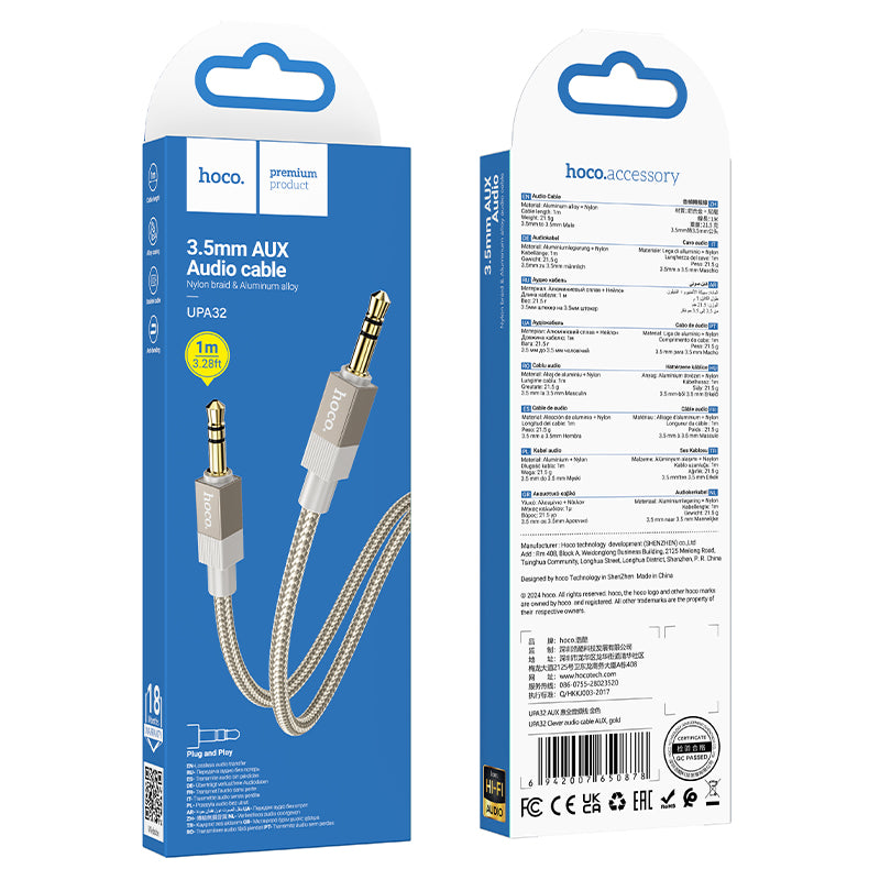HOCO UPA32 Clever audio cable AUX gold