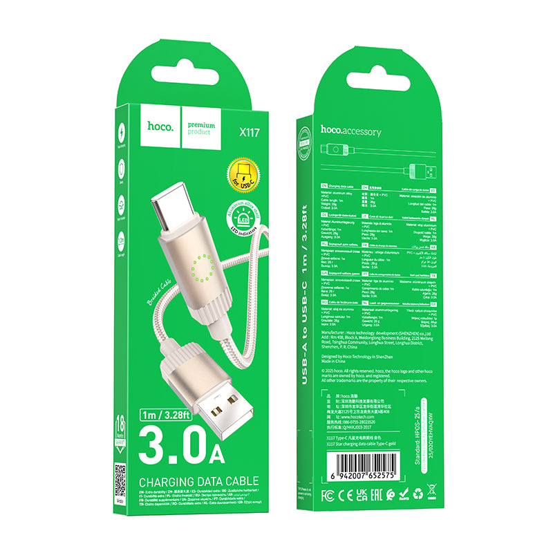 HOCO X117 Star charging data cable Type-C gold