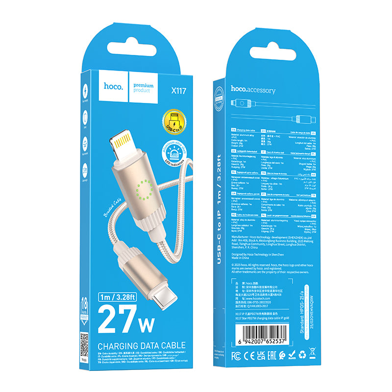HOCO X117 Star charging data cable iP gold