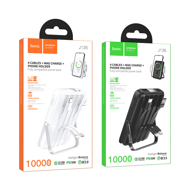 Hoco J135 10000mAh Magsafe+Cables Power Bank - Black