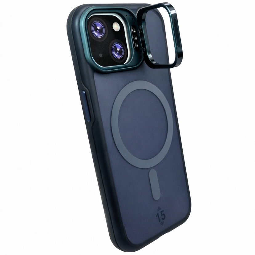 Dual Layer Camera Stand Case for iPhone 15 Green