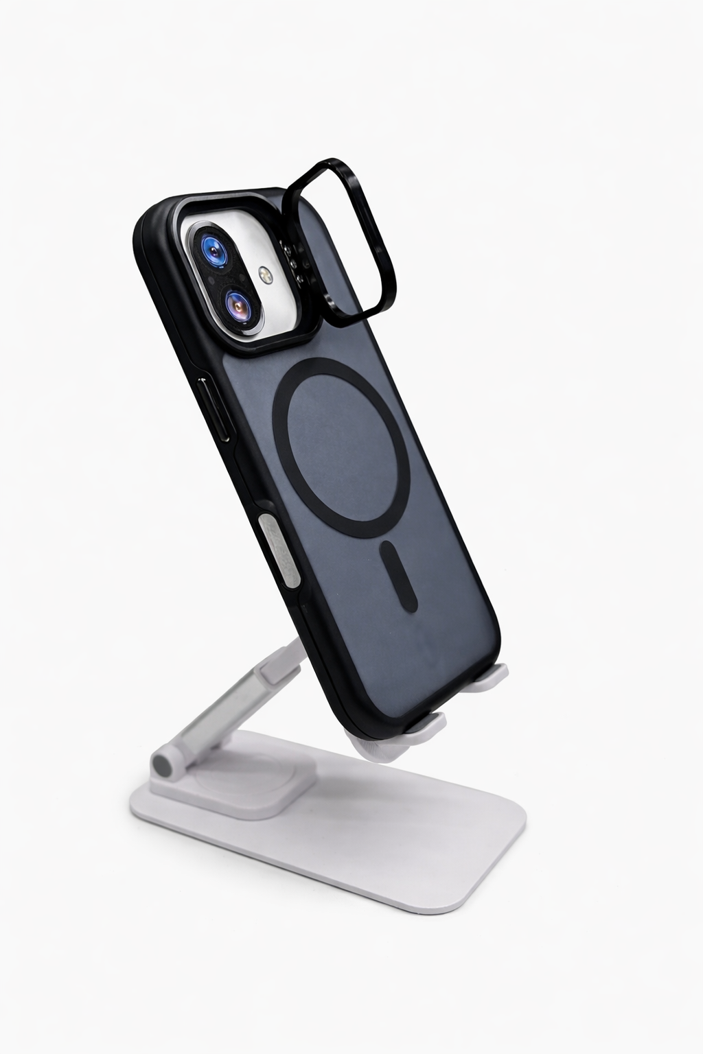 Dual Layer Camera Stand Case for iPhone 16 - Black