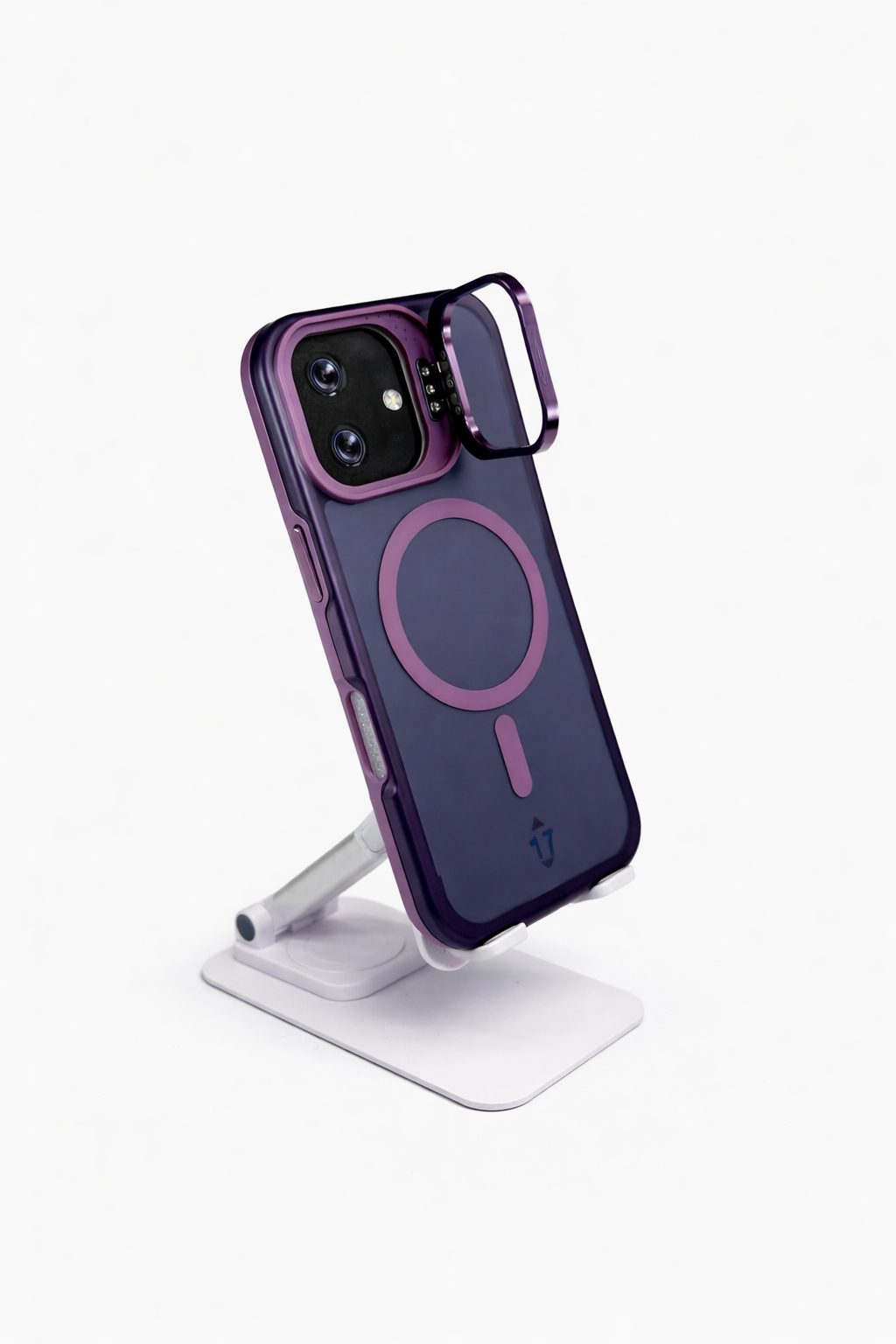 Dual Layer Camera Stand Case for iPhone 17 - Purple