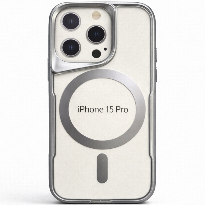 BOS Iphone 15 Pro Case- Silver