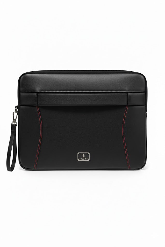 Oswald Laptop Bag Black Leather Santa Barbara