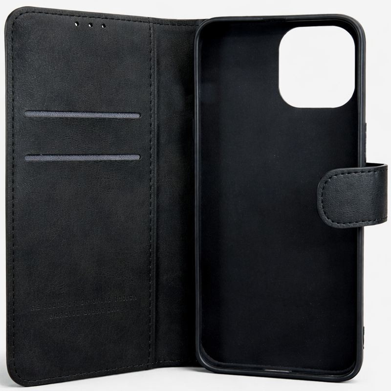 RichBoss Leather Folio Case for iPhone 13/14 - Black