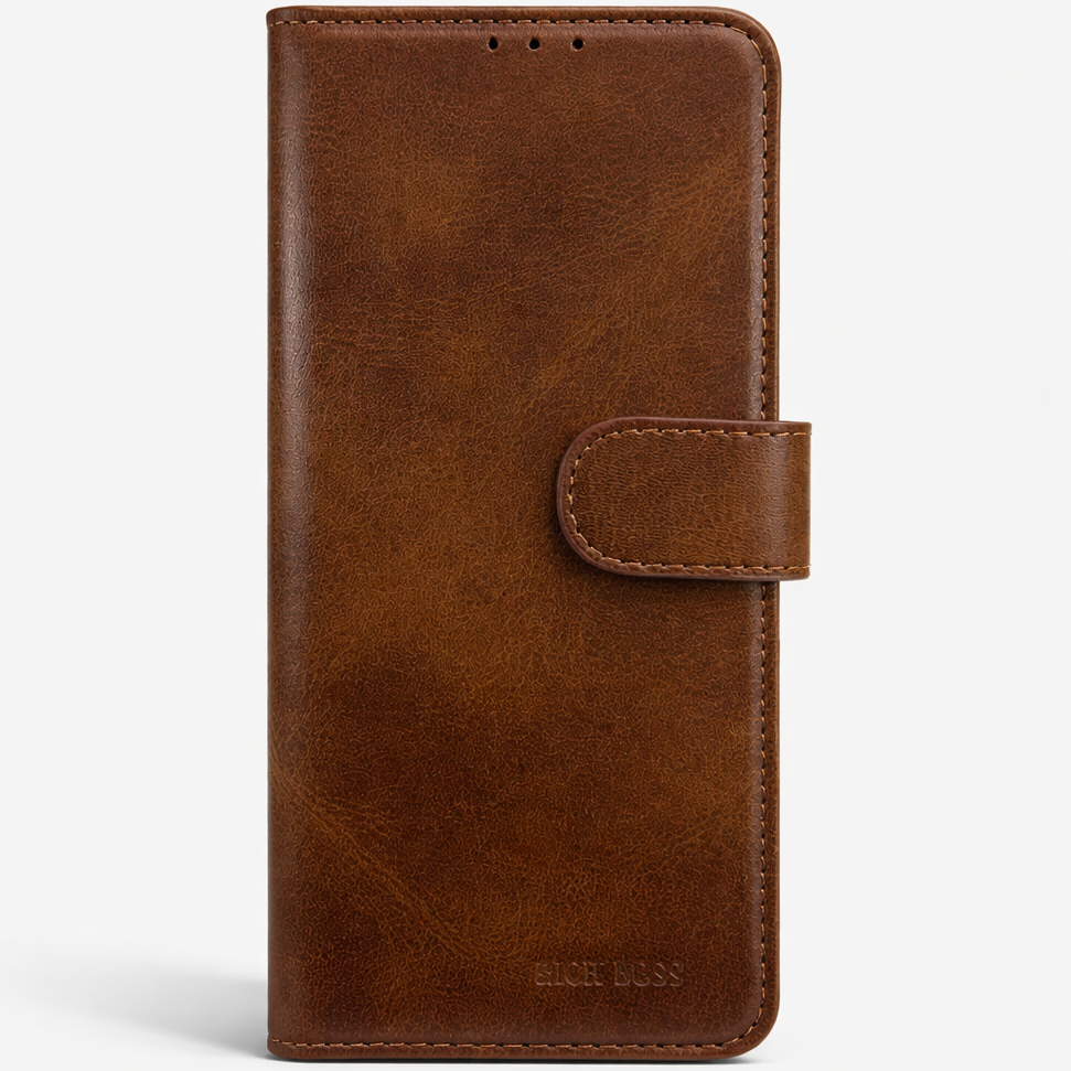 RichBoss Leather Folio Case for iPhone 13/14 - Brown