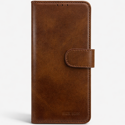 RichBoss Leather Folio Case for iPhone 13/14 - Brown