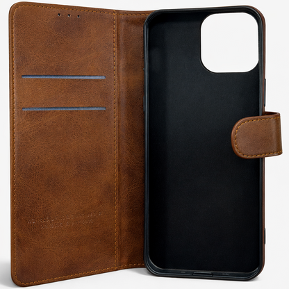 RichBoss Leather Folio Case for iPhone 15 Pro Max - Brown