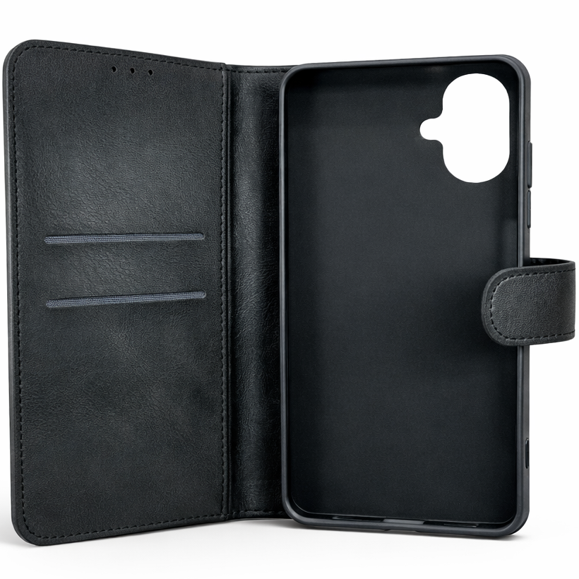 RichBoss Leather Folio Case for iPhone 16 - Black