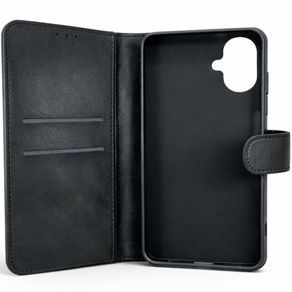RichBoss Leather Folio Case for iPhone 16 - Black