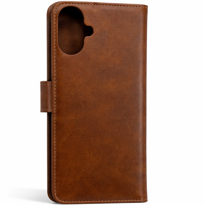RichBoss Leather Folio Case for iPhone 16 - Brown
