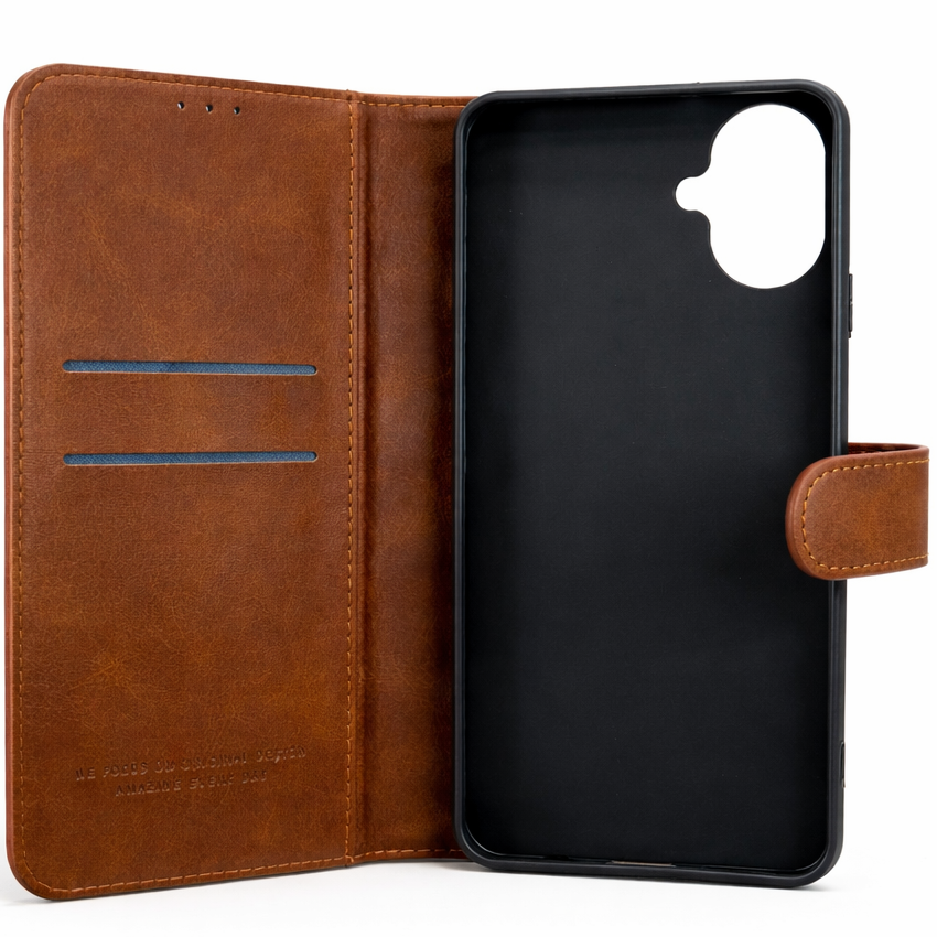 RichBoss Leather Folio Case for iPhone 16 - Brown