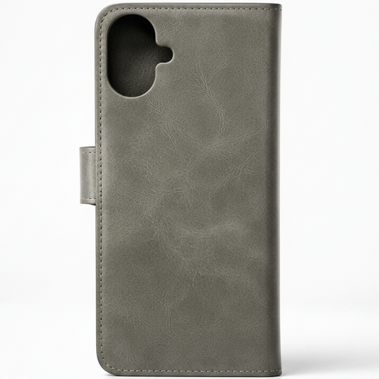 RichBoss Leather Folio Case for iPhone 16 - Grey