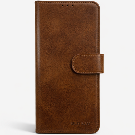 RichBoss Leather Folio Case for iPhone 16 Pro Max - Brown