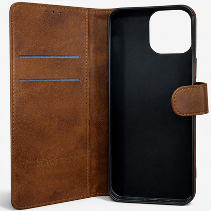 RichBoss Leather Folio Case for iPhone 16 Pro Max - Brown