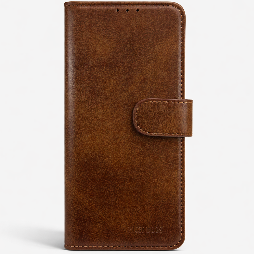 RichBoss Leather Folio Case for iPhone 15 - Brown