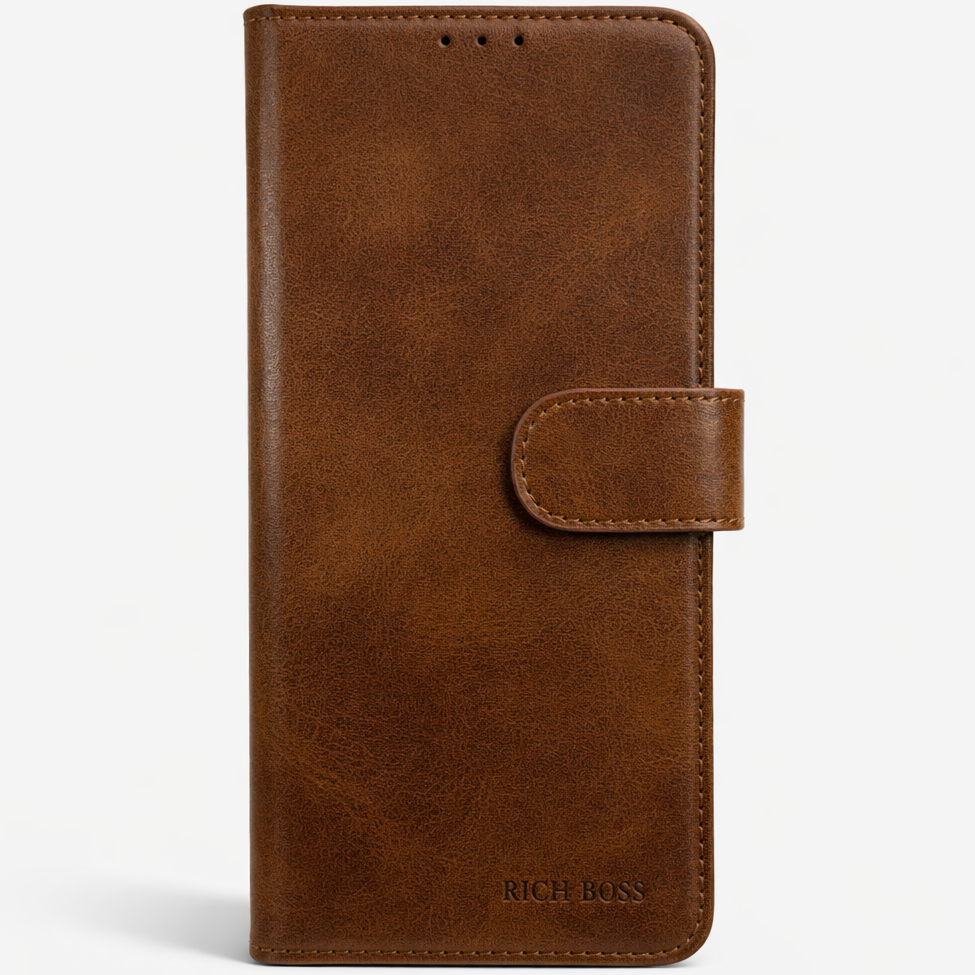 RichBoss Leather Folio Case for iPhone 17 - Brown