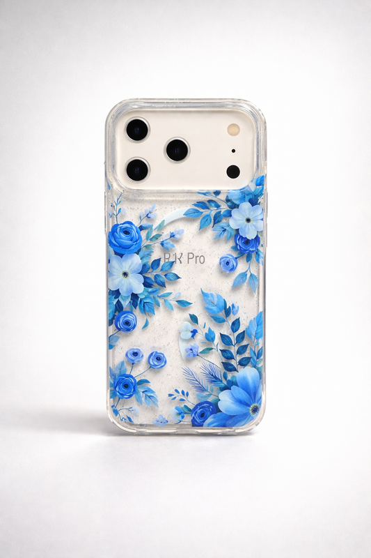 Gardenia Mag iPhone 17 Pro Case Blue Floral