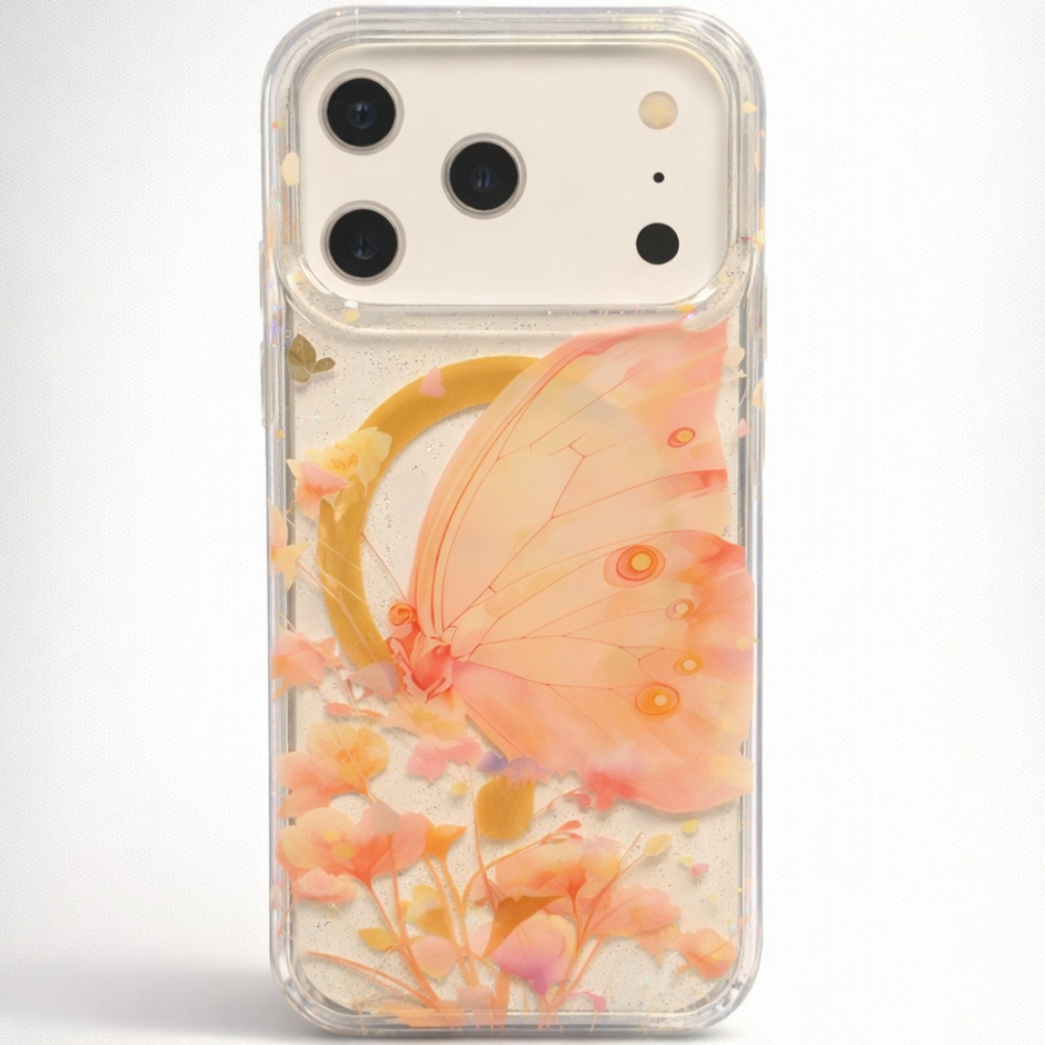 Gardenia Mag iPhone 17 Pro Case Peach Butterfly