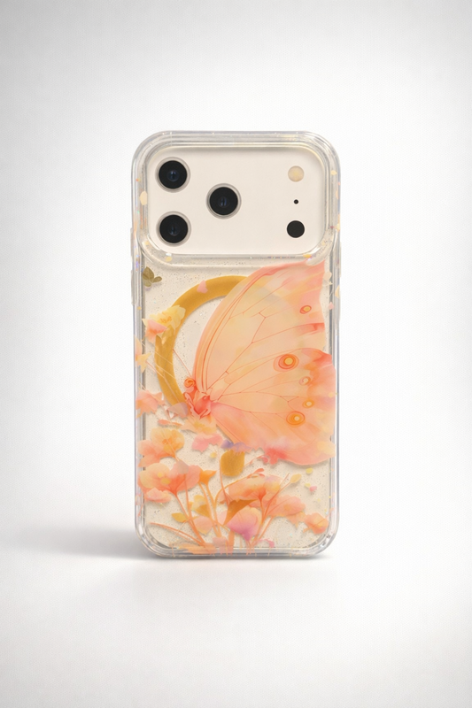 Gardenia Mag iPhone 17 Pro Case Peach Butterfly