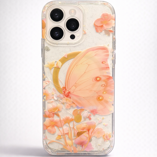 Gardenia Mag iPhone 16 Pro Case Peach Butterfly