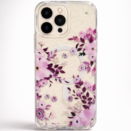 Gardenia Mag iPhone 16 Pro Case Purple Petals