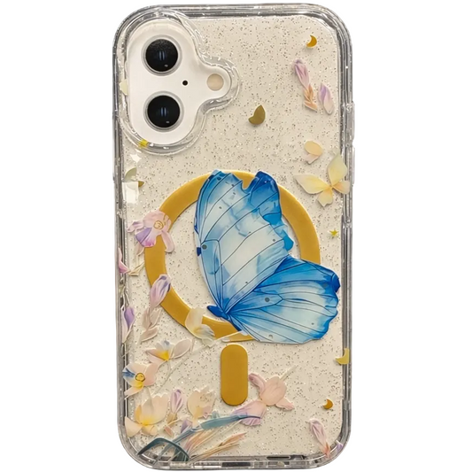 Gardenia Mag iPhone 16 Case Blue Butterfly